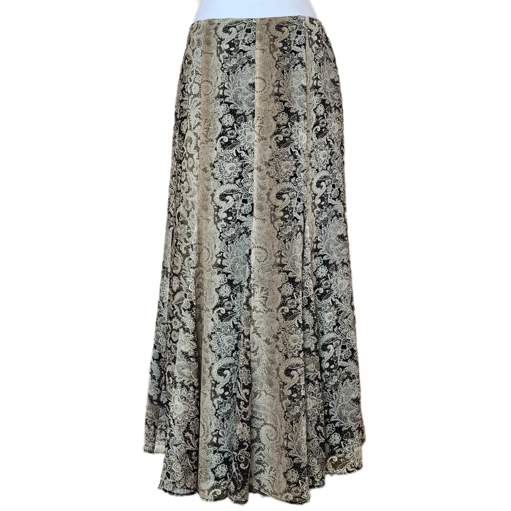 Tapemeasure Low Rise Maxi Skirt Women's 4 Paisley Boho Eclectic Y2K 70s Festival